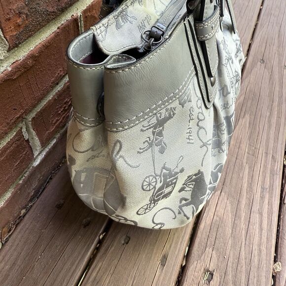 Coach Horse & Carriage Purse Shoulder Bag Gray Hobo - Picture 5 of 15